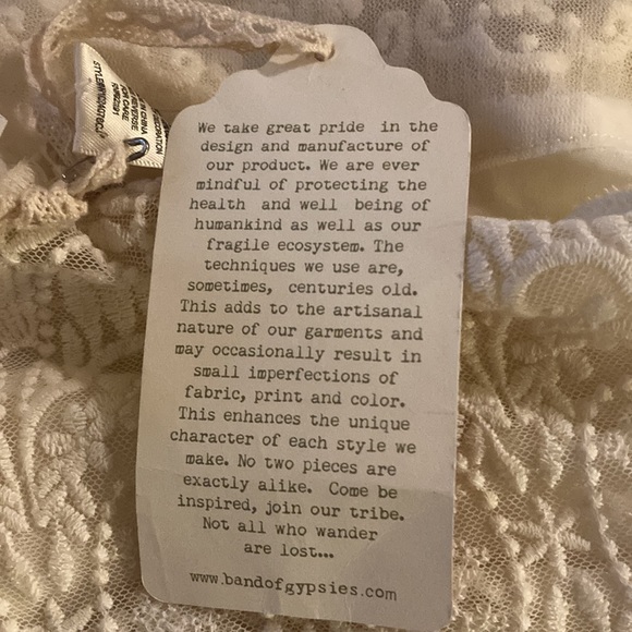 Band of‎ Gypsies Cream Lace Robe/Duster SZ M/L - Picture 7 of 9